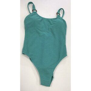 Shade & Shore Women's Pucker Textured High Leg  Swimsuit Medium 8-10 💚